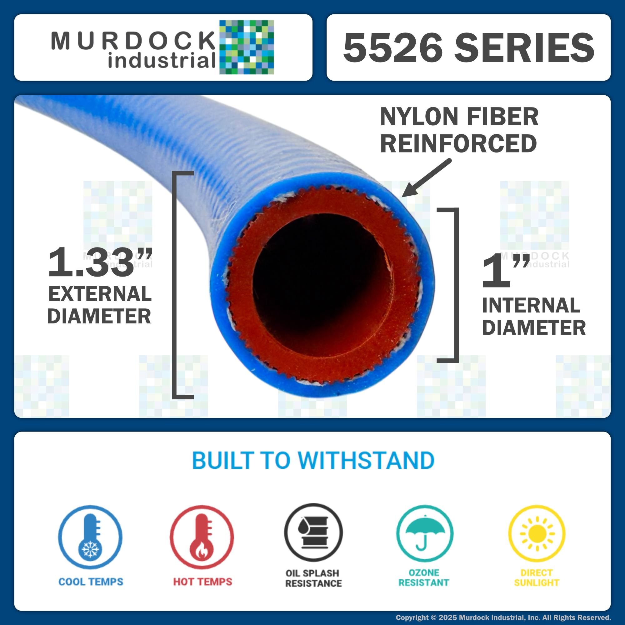 5526-100x50 by FlexFab | Series 5526 | 1-ply Standard Heater Hose | 1.00" ID | 1.33" OD | Blue | 50ft Boxes