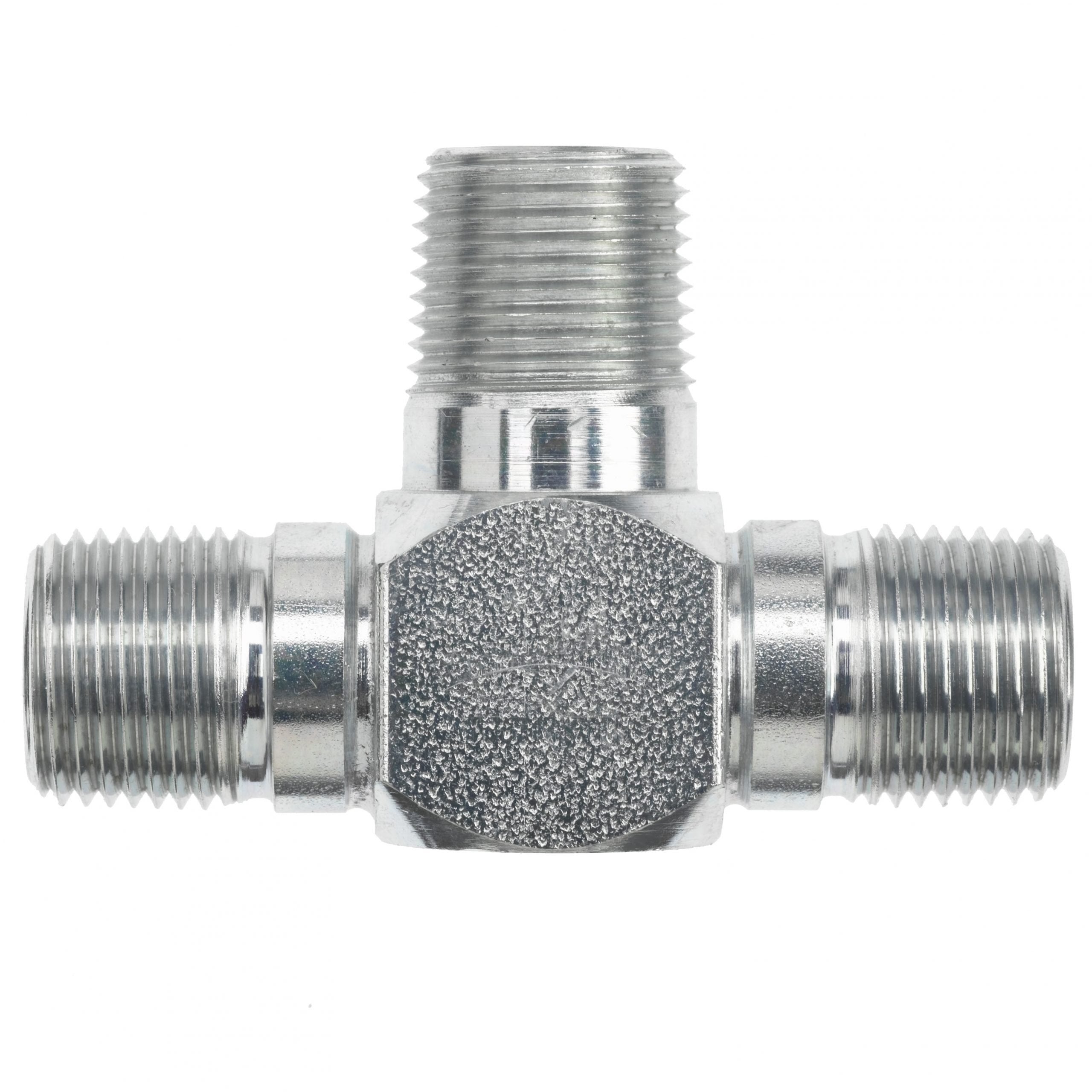 5600-06-06-06-FG by Brennan Inc. | -06 Male Pipe x -06 Male Pipe x -06 Male Pipe | Tee | as coded per SAE J846 | Forged Steel