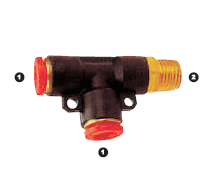 571-06-04 by AdaptAll | -06 Polytube Push to Connect x -04.Male BSPT | Run Tee | Brass