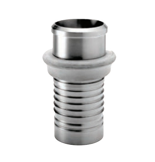 5772510 (25BSFC50) PROGRIP™ by PT-Coupling | Type BSFC50 | Sanitary C50 Crimp Fitting | 2-1/2" Bevel Seat Female Body with Bumper x 2-1/2" Hose Barb | 304 Stainless Steel