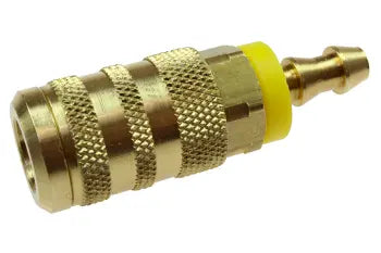 15X4L by Coilhose | CoilFlow™ Six Ball Industrial Interchange Coupler | Manual | 1/4" Body Size | 1/4" Lock-on Hose Barb | Straight | Brass (Type 15)