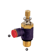 581-04-04 by AdaptAll | -04 Polytube Push to Connect Metering in Valve x -04 Male BSPT | Adapter | 90° Elbow | Carbon Steel
