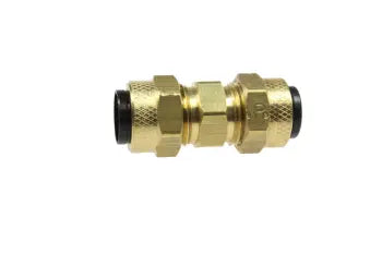 P6204 by Coilhose | Poly-Tube Fitting | Union | 1/4" Tube OD | Straight | Brass