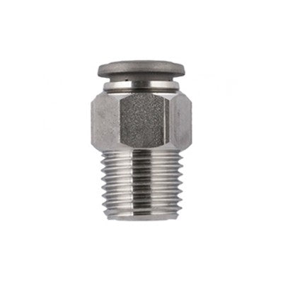 60000-6-1/4 by AIGNEP | 60/62 Series | Tube Push Connect | 6mm Tube x 1/4" BSPT Male | Straight | FKM Seal | Stainless Steel