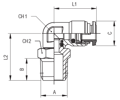60110-8-1/8 by AIGNEP | 60/62 Series | Swivel | 8mm Tube Push Connect x 1/8" BSPT Male | 90° Elbow | FKM Seal | Stainless Steel