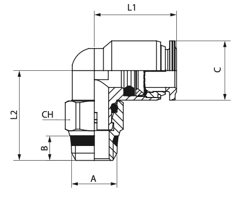 60111X-10-1/2 by AIGNEP | 60/62 Series | Swivel | 10mm Tube x 1/2" Swift-Fit Male | 90° Elbow | Stainless Steel