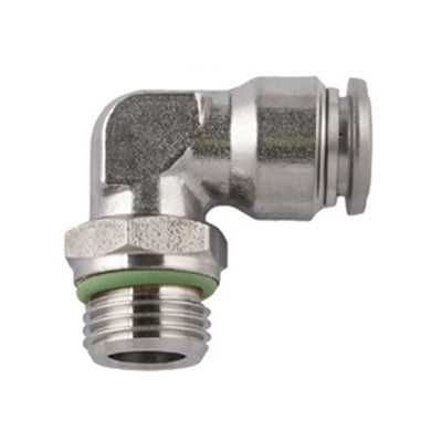 60115-10-1/4 by AIGNEP | 60/62 Series | Swivel | 10mm Tube Push Connect x 1/4" Male BSPP | 90° Elbow | FKM Seal | Stainless Steel