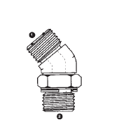 6058-08-06 by AdaptAll | -08 Male ORFS x -06 Male BSPP | Adjustable 45° Elbow | Carbon Steel
