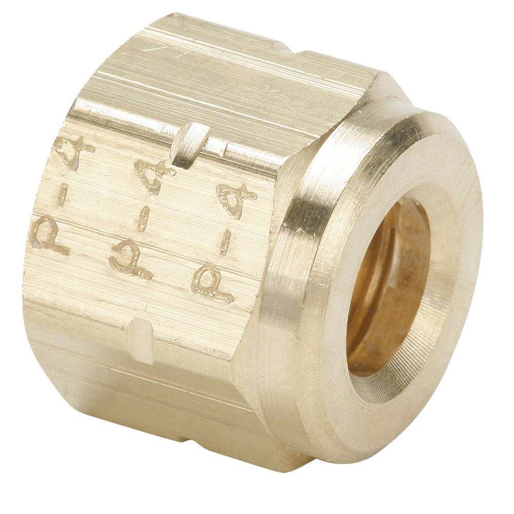 61VL-4 by Parker | Vibra-Lok Fittings | 1/4" Nut x 1/2" Thread | 9/16" Hex | Straight | Brass | Pack of 100