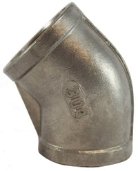 62191 by Midland | 150# Stainless Steel Fitting | 4" Female NPT x 4" Female NPT | 45° Elbow | 304 Stainless Steel