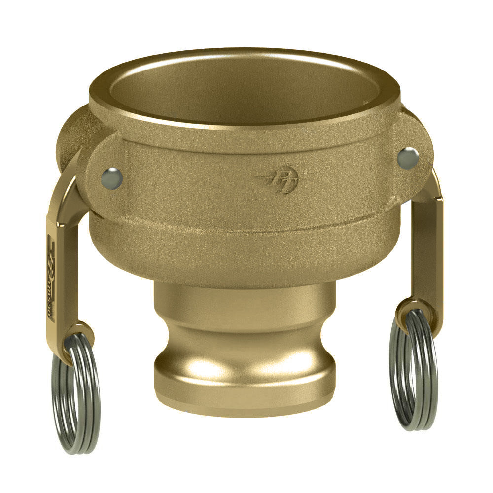 62263020 (30CX20A SHORT) by PT-Coupling | Short Reducing Cam & Groove Coupler | Type CXA | 3" Coupler x 2" Adapter | Brass/HB | Buna-N Seal