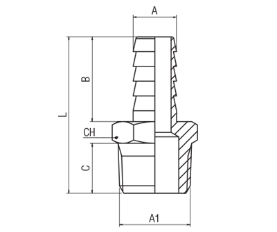 62340-10-3/8 by AIGNEP | 60/62 Series | Male Hose Barb Adapter | 10mm x 3/8" BSPT Male