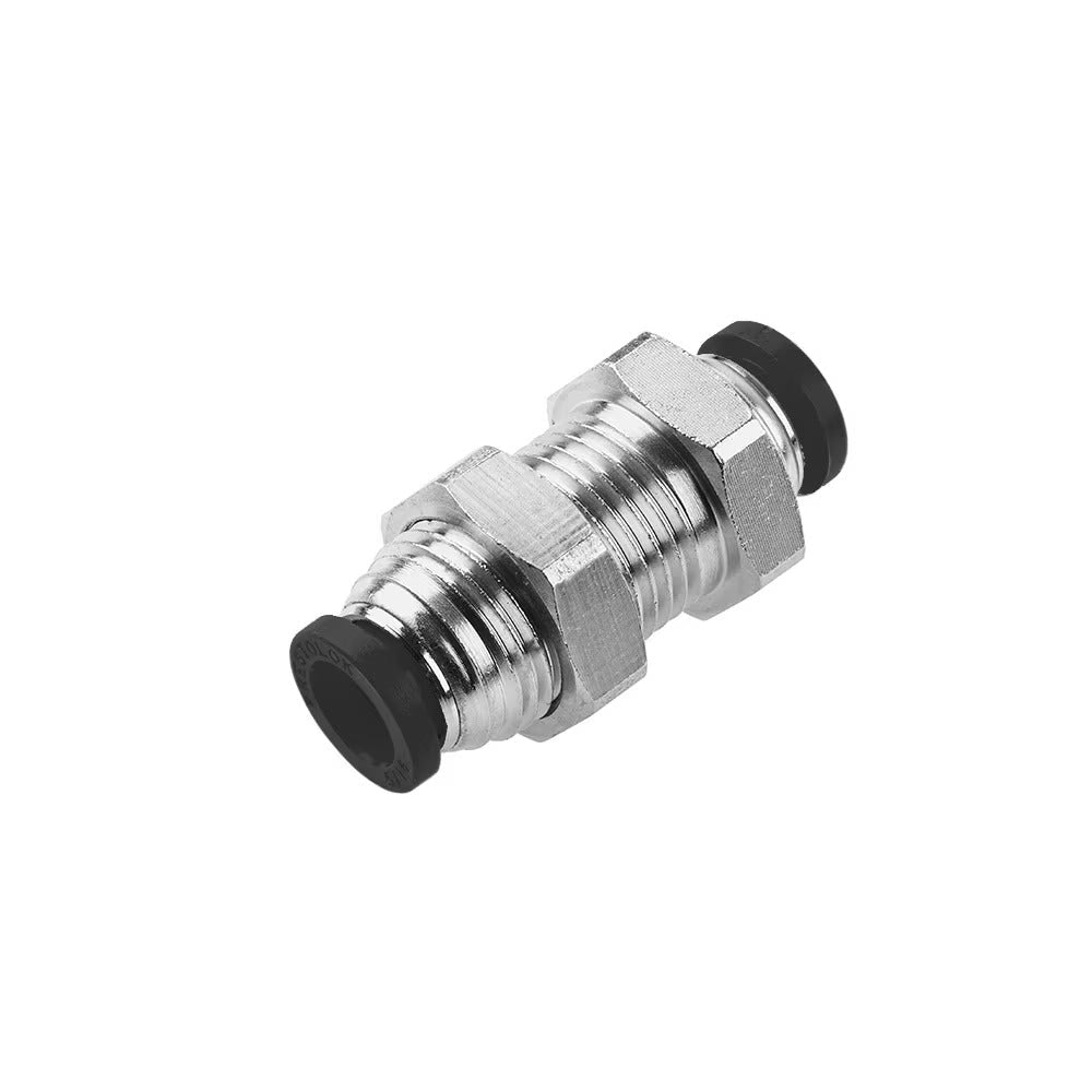 62PLPBH-2 by Parker | Prestolok PLP Push-to-Connect Fittings | Bulkhead Unions | 1/8" Bulkhead Union Tube Size | 7/16" Bulkhead Hole Dia. | 9/16" Hex | 1.40" Length | .094" Dia. | Straight | Nickel-Plated Brass | Pack of 10