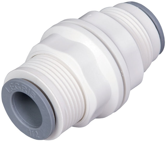63166200WP2 by Dixon Valve | LIQUIfit™ Fitting | Bulkhead Union | 1/2" Tube OD x 1/2" Tube OD | Nylon