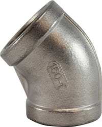 63181 by Midland | 150# Stainless Steel Fitting | 1/4" Female NPT x 1/4" Female NPT | 45° Elbow | 316 Stainless Steel