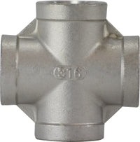 63391 by Midland | 150# Stainless Steel Fitting | 1/4" Female NPT | Cross | 316 Stainless Steel
