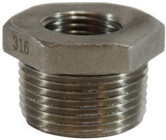 63546 by Midland | 150# Stainless Steel Fitting | Hex Bushing | 2-1/2" Male NPT x 1/2" Female NPT | Straight | 316 Stainless Steel