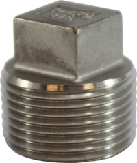 63659 by Midland | 150# Stainless Steel Fitting | Cored Square Head Plug | 2-1/2" Male NPT | 316 Stainless Steel