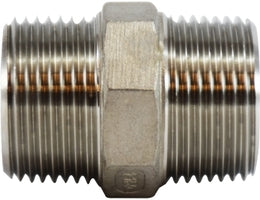 63721 by Midland | 150# Stainless Steel Fitting | Hex Nipple | 1/4" Male NPT x 1/4" Male NPT | 316 Stainless Steel