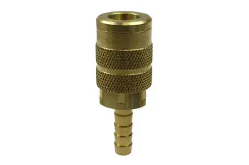 16X4H by Coilhose | CoilFlow™ Six Ball Automatic Interchange Coupler | Manual | 1/4" Body Size | 1/4" Hose Barb | Straight | Brass (Type 16)