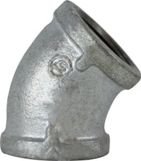 64191 by Midland | Malleable Iron #150 Fitting | 4" Female NPT x 4" Female NPT | 45° Elbow | Galvanized Iron
