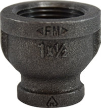65447 by Midland | Malleable Iron #150 Fitting | Reducing Coupling | 1-1/2" Female NPT x 1/2" Female NPT | Black Iron