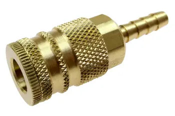 156 by Coilhose | Coilflow™ Industrial Interchange Coupler | Manual | 1/4" Body Size | 3/8" Hose Barb | Straight | Brass (Type 15)