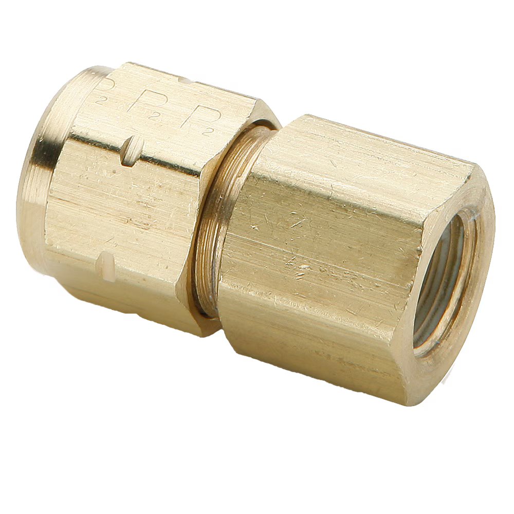 66VL-5-4 by Parker | Vibra-Lok Fittings | 5/16" Tube Size Connector x 1/4" Female Pipe Thread | 11/16" Hex | 1.32" Length | Straight | Brass | Pack of 25