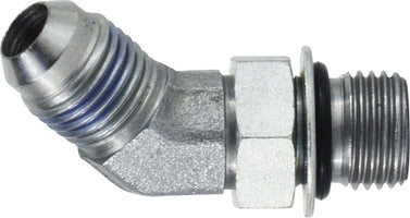 6802NWO8 by Midland | Hydraulic JIC to O-Ring Connector | 3/4-16 Male JIC 37° Flare x 3/4-16 Male O-Ring Boss | 45° Elbow | Steel