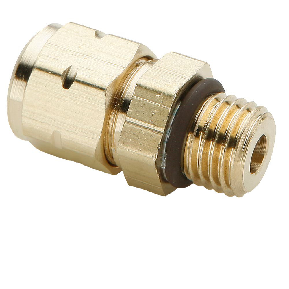 685VLV-5-4 by Parker | Vibra-Lok Fittings | 5/16" Tube Size Connector x 7/16" Male Thread | 5/8" Body Hex | 1.18" Length | Straight | Brass