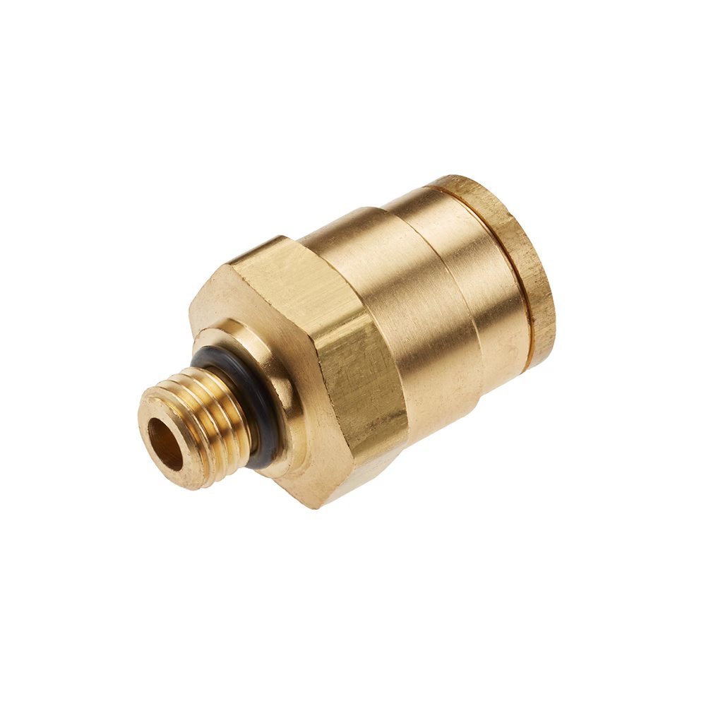 68PTC-10-MA16 by Parker | Threaded Fitting | 5/8" Push-to-Connect Connector x M16X1.5 Male M16 Thread | 1" Hex | 1.61" Length | Straight | Brass