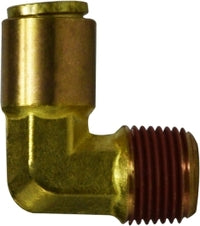690606 by Midland | DOT Push-In Fitting | Forged | 3/8" Tube OD x 3/8" Male NPTF | 90° Elbow | Brass