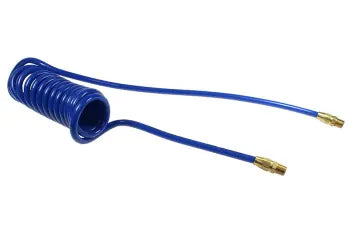 PR38-10-B by Coilhose | Flexcoil Air Hose | 3/8" Hose ID x 9/16" Hose OD | 3/8" Male NPT Reusable Rigid Fittings | Blue | Polyurethane | 10ft