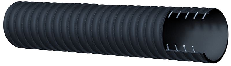 6C5AA400X100 Alfagomma by Kuriyama | 6C5AA Series | Corrugated Tank Truck Hose | 4" ID | 4.57" OD | 150 PSI | Black | 100ft Length