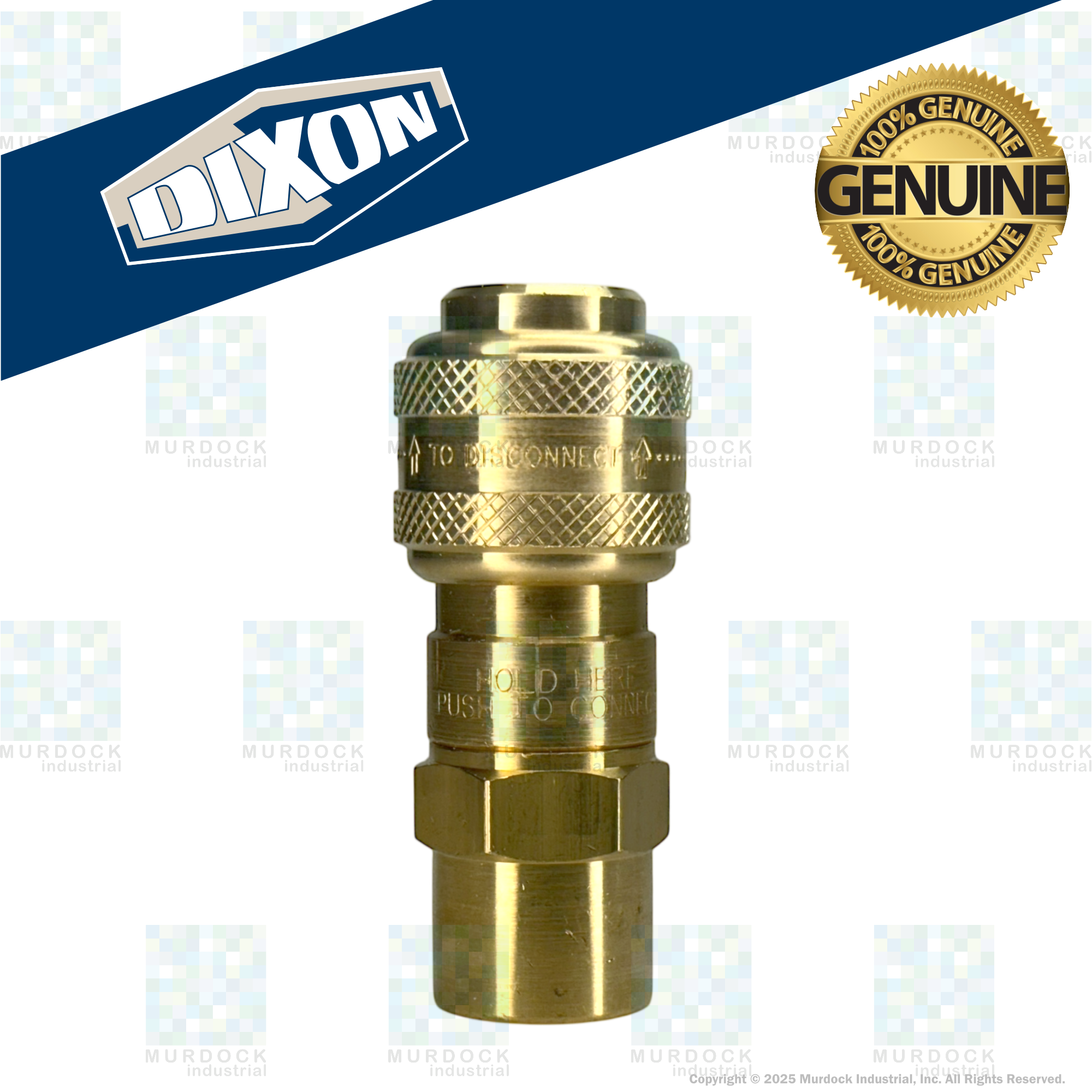 6DF8-B by Dixon Valve | Pneumatic Quick Disconnect Coupling | D-Series | 1" Female NPTF x 3/4" Automatic Industrial Interchange | Socket | Nitrile Seal | Brass