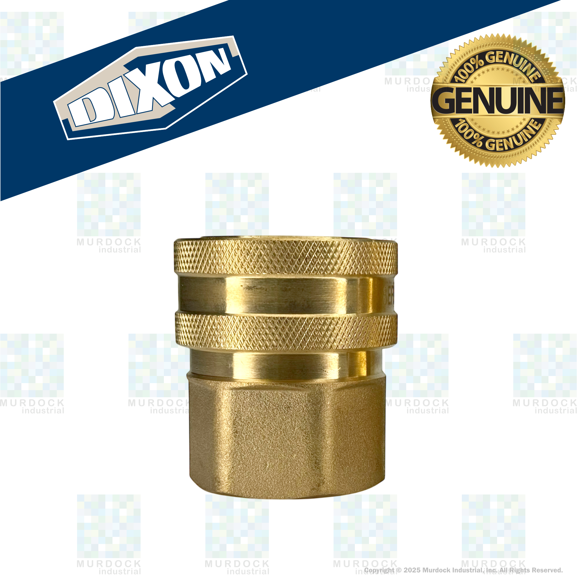 6EF6-B by Dixon Valve | Hydraulic Quick Disconnect Coupling | E-Series | 3/4" Female NPTF x 3/4" Straight-Through Interchange | Socket | Nitrile Seal | Brass