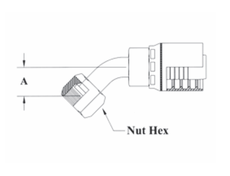 6GC31-16x16 by Couplamatic | Grip Crimp 6GC Series Coupling | 1" Hose ID x 1-7/16x12 Thread Size O-Ring Face Seal | ORF Female Swivel | 45° Elbow | Trivalent Zinc Plating