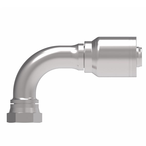 6SA24FJB24 Aeroquip by Danfoss | 6 Wire 6S Female JIC/37° Swivel 90° Elbow (FJB) Crimp Fitting | -24 Female JIC/37° Swivel x -24 Hose Barb | Steel