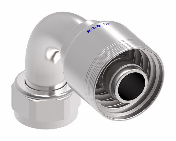 6SA20FJB20 Aeroquip by Danfoss | 6 Wire 6S Female JIC/37° Swivel 90° Elbow (FJB) Crimp Fitting | -20 Female JIC/37° Swivel x -20 Hose Barb | Steel