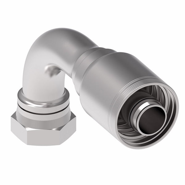 6SA24FJB24 Aeroquip by Danfoss | 6 Wire 6S Female JIC/37° Swivel 90° Elbow (FJB) Crimp Fitting | -24 Female JIC/37° Swivel x -24 Hose Barb | Steel