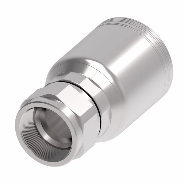 6SA24FJ24 Aeroquip by Danfoss | 6 Wire 6S Female JIC/37° Swivel (FJ) Crimp Fitting | -24 Female JIC/37° Swivel x -24 Hose Barb | Steel