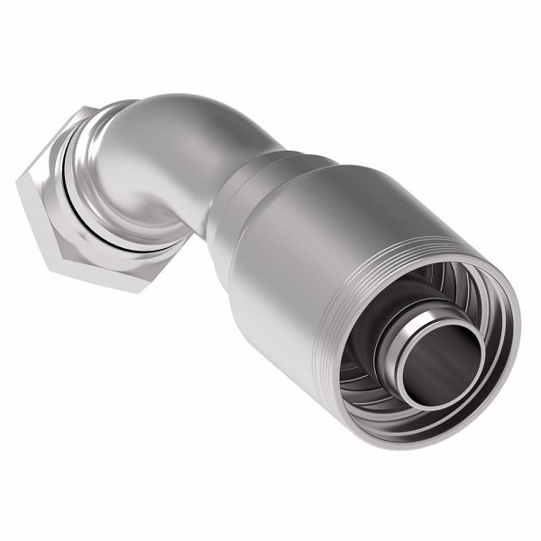 6SA24FRA24 Aeroquip by Danfoss | 6 Wire 6S Female ORS Swivel 45° Elbow (FRA) Crimp Fitting | -24 Female O-Ring Face Seal Swivel x -24 Hose Barb | Steel