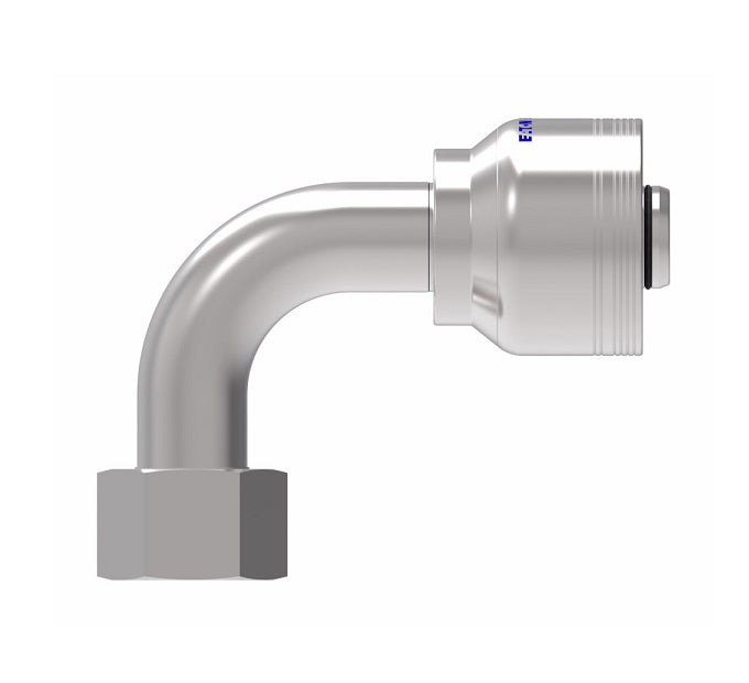 6SA16FRB16 Aeroquip by Danfoss | 6 Wire 6S Female ORS Swivel 90° Elbow (FRB) Crimp Fitting | -16 Female O-Ring Face Seal Swivel x -16 Hose Barb | Steel