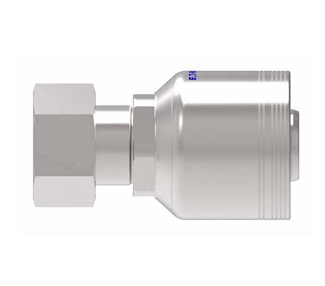 6SA20FR20 Aeroquip by Danfoss | 6 Wire 6S Female ORS Swivel (FR) Crimp Fitting | -20 Female O-Ring Face Seal Swivel x -20 Hose Barb | Steel