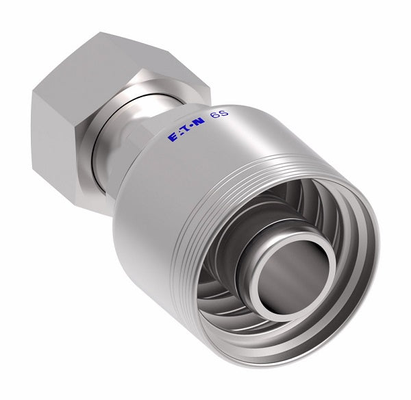 6SA20FR20 Aeroquip by Danfoss | 6 Wire 6S Female ORS Swivel (FR) Crimp Fitting | -20 Female O-Ring Face Seal Swivel x -20 Hose Barb | Steel