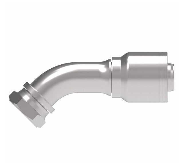 6S32BFA32 Aeroquip by Danfoss | 6 Wire 6S Female BSPP swivel 60° Cone Seat 45° Elbow (BFA) Crimp Fitting | -32 Female BSPP swivel x -32 Hose Barb | Steel