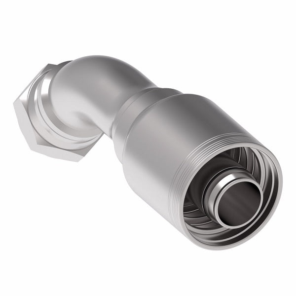 6S24BFA24 Aeroquip by Danfoss | 6 Wire 6S Female BSPP swivel 60° Cone Seat 45° Elbow (BFA) Crimp Fitting | -24 Female BSPP swivel x -24 Hose Barb | Steel