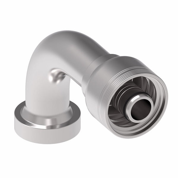6S24CTB20 Aeroquip by Danfoss | 6 Wire 6S CAT Flange 90° Elbow (CTB) Crimp Fitting | -24 CAT Flange x -20 Hose Barb | Steel