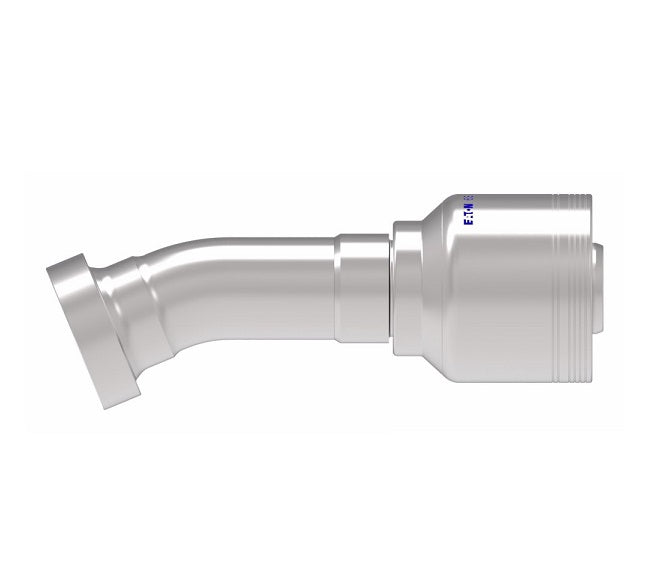 6S20CTD20 Aeroquip by Danfoss | 6 Wire 6S CAT Flange 22.5° Elbow (CTD) Crimp Fitting | -20 CAT Flange x -16 Hose Barb | Steel