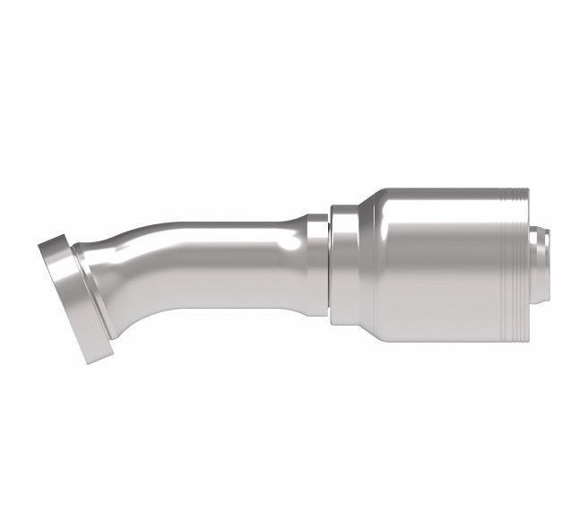 6S24CTD24 Aeroquip by Danfoss | 6 Wire 6S CAT Flange 22.5° Elbow (CTD) Crimp Fitting | -24 CAT Flange x -24 Hose Barb | Steel